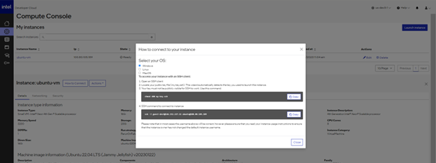 [How to connect to your instance] ポップアップ・ダイアログ