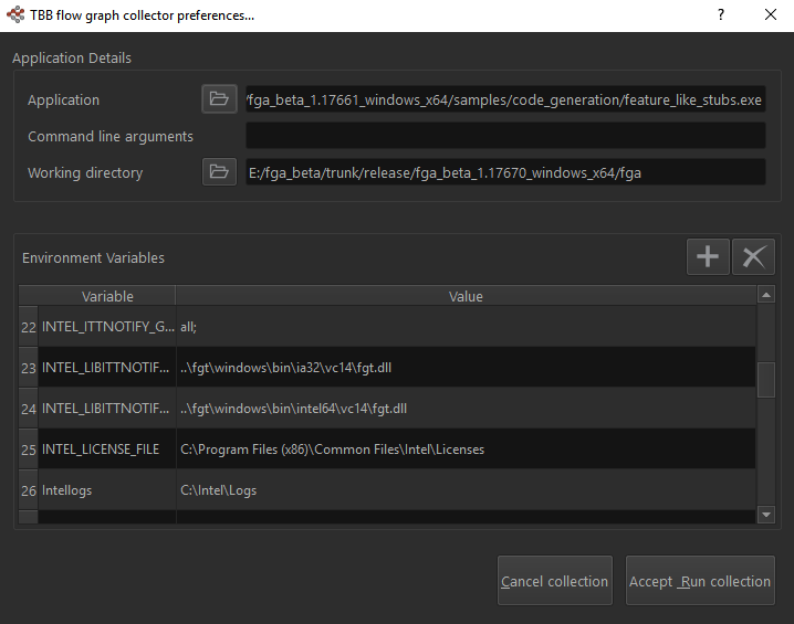 コレクター・プリファレンス・ダイアログ