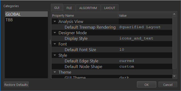 プリファレンス・ダイアログ