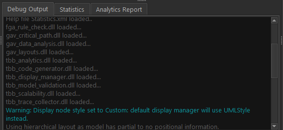 デバッグ出力タブ