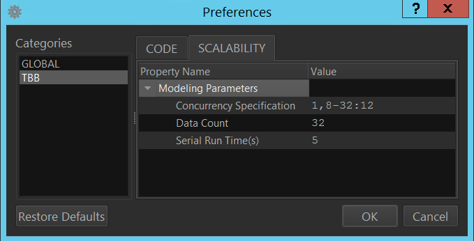 preferences dialog box
