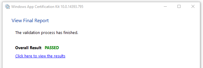 Windows App Certification Kit report