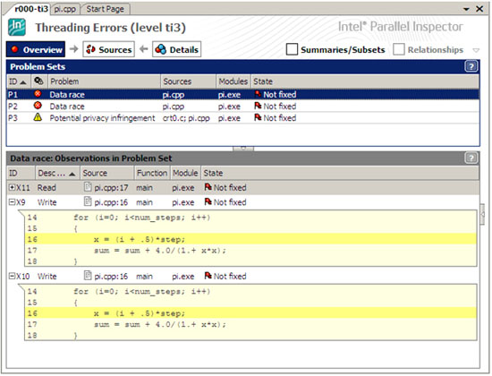 マルチスレッド開発ガイド： 4.4 インテル® Inspector を使用した OpenMP* ベースのマルチスレッド・コードにおける競合状態の検出