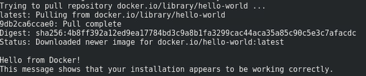 docker run hello-world result example