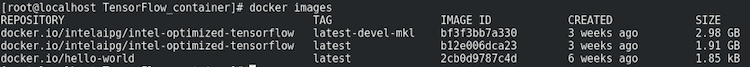 docker images result example