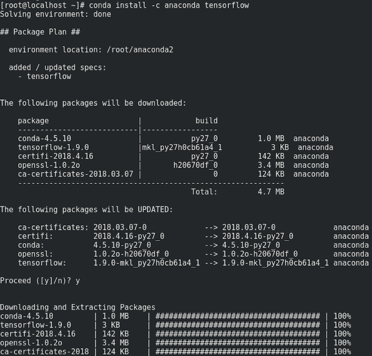 conda install -c anaconda tensorflow result example