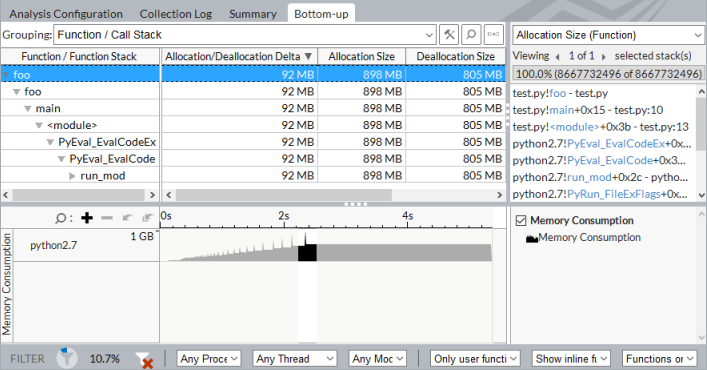 メモリー消費ビューポイント