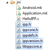 インテル® IPP を含むワークスペースの JNI コンテンツ